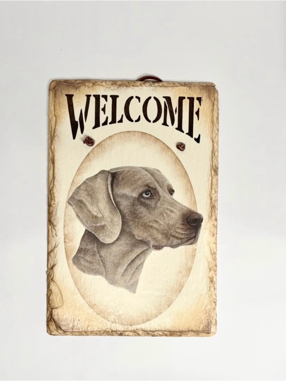 Hand Painted on Slate Welcome Weimaraner Dog Sign